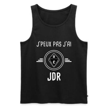 jdr je peux pas j'ai jdr jeu de rôle jeux rôles - Débardeur bio Premium Homme - noir - Devant - Michal (187cm)