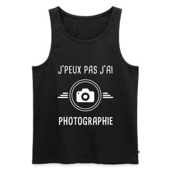 photographie je peux pas j'ai photographie photo - Débardeur bio Premium Homme - noir - Devant - Michal (187cm)