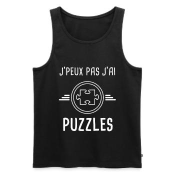 puzzles je peux pas j'ai puzzles puzzle - Débardeur bio Premium Homme - noir - Devant - Michal (187cm)