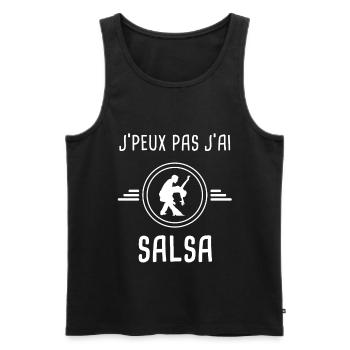 salsa je peux pas j'ai salsa danse - Débardeur bio Premium Homme - noir - Devant - Michal (187cm)