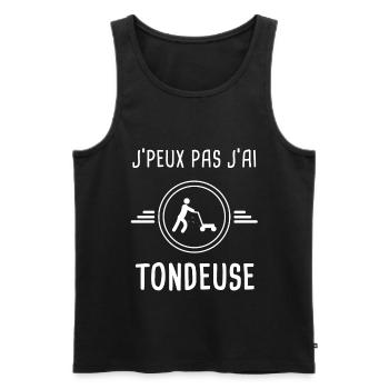 tondeuse je peux pas j'ai tondeuse jardinage - Débardeur bio Premium Homme - noir - Devant - Michal (187cm)