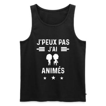 mangaka je peux pas j'ai animés - Débardeur bio Premium Homme - noir - Devant - Michal (187cm)