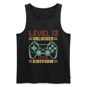Geburtstag Level 13 freigeschaltet - Männer Premium Bio Tank Top - Schwarz - Vorne - Michal (187cm)