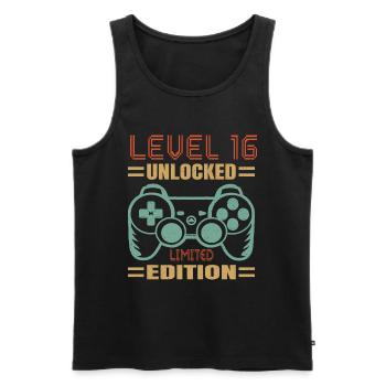 Geburtstag Level 16 freigeschaltet - Männer Premium Bio Tank Top - Schwarz - Vorne - Michal (187cm)