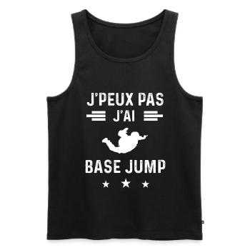 saut je peux pas j'ai base jump - Débardeur bio Premium Homme - noir - Devant - Michal (187cm)