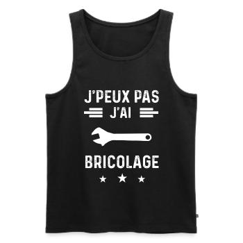 bricoleur je peux pas j'ai bricolage clé molette - Débardeur bio Premium Homme - noir - Devant - Michal (187cm)