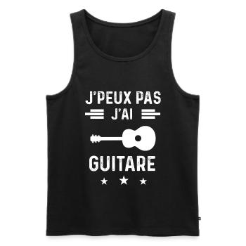 gutariste je peux pas j'ai guitare - Débardeur bio Premium Homme - noir - Devant - Michal (187cm)