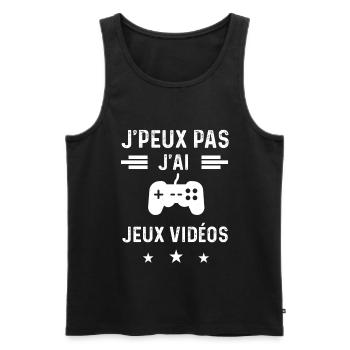 gameur je peux pas j'ai jeux vidéos - Débardeur bio Premium Homme - noir - Devant - Michal (187cm)
