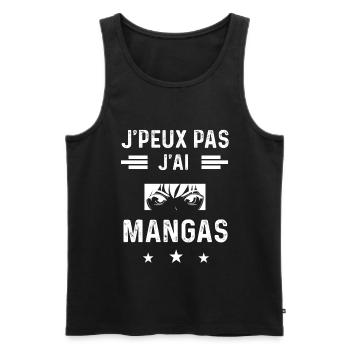mangaka je peux pas j'ai mangas - Débardeur bio Premium Homme - noir - Devant - Michal (187cm)