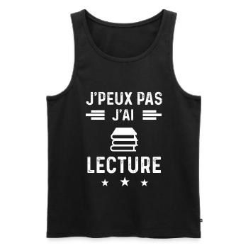 lecteur je peux pas j'ai lecture - Débardeur bio Premium Homme - noir - Devant - Michal (187cm)