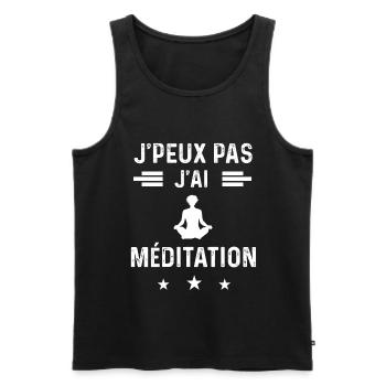 relaxation je peux pas j'ai méditation - Débardeur bio Premium Homme - noir - Devant - Michal (187cm)