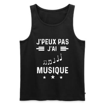 musicien je peux pas j'ai musique - Débardeur bio Premium Homme - noir - Devant - Michal (187cm)