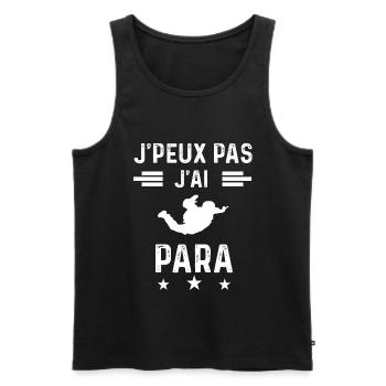 parachutiste je peux pas j'ai para - Débardeur bio Premium Homme - noir - Devant - Michal (187cm)
