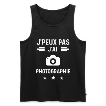 photographe je peux pas j'ai photographie - Débardeur bio Premium Homme - noir - Devant - Michal (187cm)