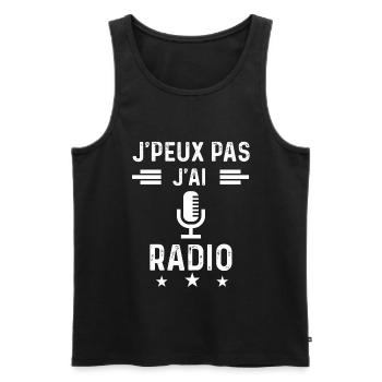 animateur je peux pas j'ai radio - Débardeur bio Premium Homme - noir - Devant - Michal (187cm)