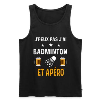 je peux pas j'ai badminton et apéro badminton - Débardeur bio Premium Homme - noir - Devant - Michal (187cm)