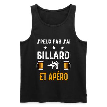 je peux pas j'ai billard et apéro billard - Débardeur bio Premium Homme - noir - Devant - AI Model Male 178 light (178cm)