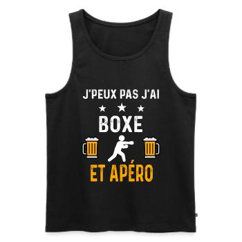 je peux pas j'ai boxe boxeur et apéro boxe - Débardeur bio Premium Homme - noir - Devant - Michal (187cm)
