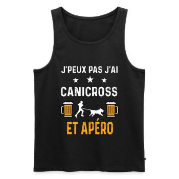 je peux pas j'ai canicross et apéro canicross - Débardeur bio Premium Homme - noir - Devant - Michal (187cm)