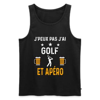 je peux pas j'ai golf swing et apéro golf - Débardeur bio Premium Homme - noir - Devant - Michal (187cm)