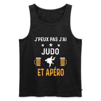 je peux pas j'ai judo judoka et apéro judo - Débardeur bio Premium Homme - noir - Devant - AI Model Male 178 light (178cm)
