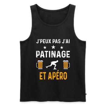 je peux pas j'ai patinage et apéro patinage - Débardeur bio Premium Homme - noir - Devant - Michal (187cm)
