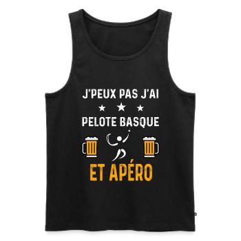 je peux pas j'ai pelote basque et apéro pelote - Débardeur bio Premium Homme - noir - Devant - Michal (187cm)