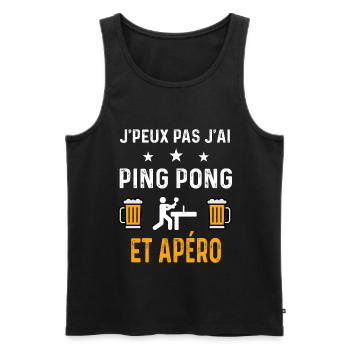 je peux pas j'ai ping pong et apéro ping pong - Débardeur bio Premium Homme - noir - Devant - Michal (187cm)