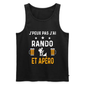 je peux pas j'ai rando nature et apéro rando - Débardeur bio Premium Homme - noir - Devant - AI Model Male 178 light (178cm)