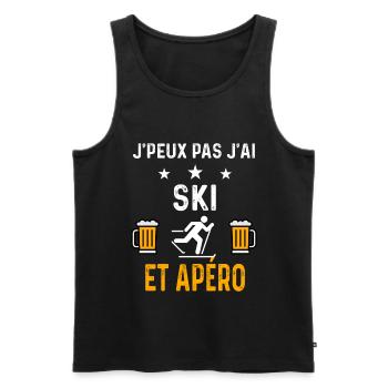 je peux pas j'ai ski skieur et apéro ski - Débardeur bio Premium Homme - noir - Devant - Michal (187cm)