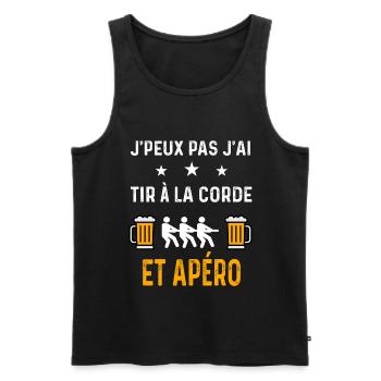 je peux pas j'ai tir à la corde et apéro corde - Débardeur bio Premium Homme - noir - Devant - Michal (187cm)