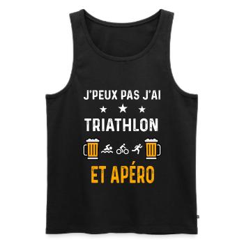 je peux pas j'ai triathlon sport et apéro - Débardeur bio Premium Homme - noir - Devant - Michal (187cm)