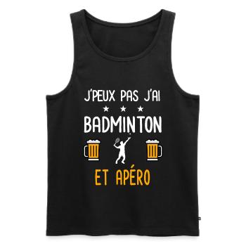 je peux pas j'ai badminton homme apéro - Débardeur bio Premium Homme - noir - Devant - Michal (187cm)