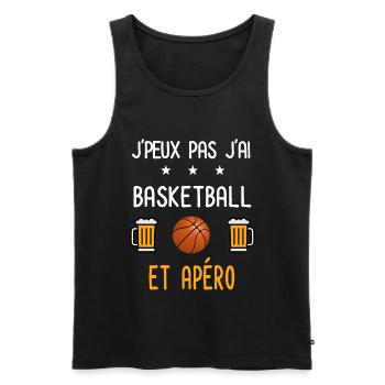 je peux pas j'ai basketball apéro - Débardeur bio Premium Homme - noir - Devant - Michal (187cm)