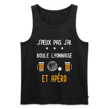je peux pas j'ai boule lyonnaise apéro - Débardeur bio Premium Homme - noir - Devant - Michal (187cm)