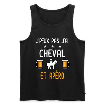 je peux pas j'ai cheval apéro - Débardeur bio Premium Homme - noir - Devant - AI Model Male 178 light (178cm)