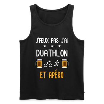 je peux pas j'ai duathlon apéro - Débardeur bio Premium Homme - noir - Devant - Michal (187cm)