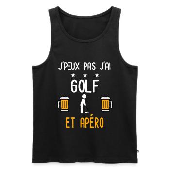 je peux pas j'ai golf club apéro - Débardeur bio Premium Homme - noir - Devant - Michal (187cm)