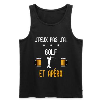 je peux pas j'ai golf apéro - Débardeur bio Premium Homme - noir - Devant - Michal (187cm)