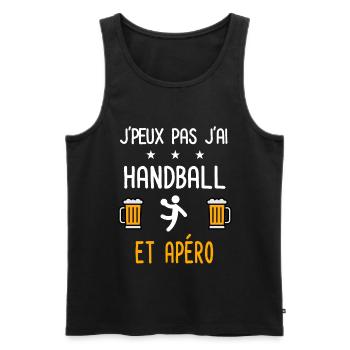 je peux pas j'ai handball joueur apéro - Débardeur bio Premium Homme - noir - Devant - Michal (187cm)