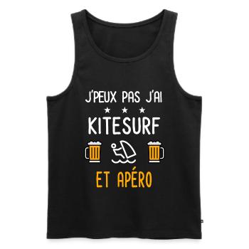 je peux pas j'ai kitesurf apéro - Débardeur bio Premium Homme - noir - Devant - Michal (187cm)