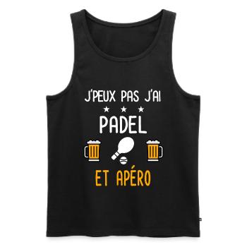 je peux pas j'ai padel raquette apéro - Débardeur bio Premium Homme - noir - Devant - Michal (187cm)