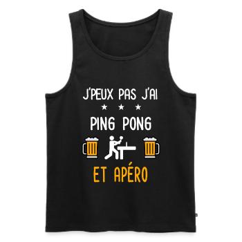 je peux pas j'ai ping pong apéro - Débardeur bio Premium Homme - noir - Devant - Michal (187cm)