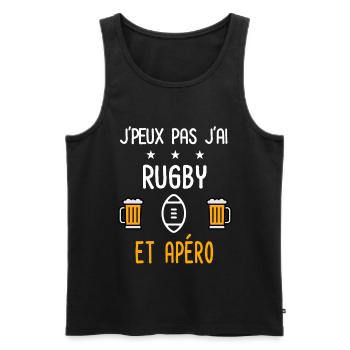 je peux pas j'ai rugby ballon apéro - Débardeur bio Premium Homme - noir - Devant - Michal (187cm)