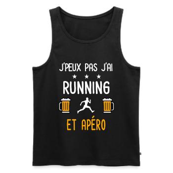 je peux pas j'ai running courir apéro - Débardeur bio Premium Homme - noir - Devant - Michal (187cm)