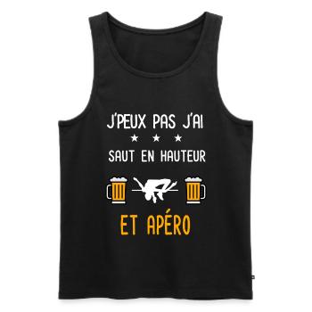 je peux pas j'ai saut en hauteur apéro - Débardeur bio Premium Homme - noir - Devant - Michal (187cm)