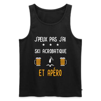 je peux pas j'ai ski acrobatique apéro - Débardeur bio Premium Homme - noir - Devant - Michal (187cm)