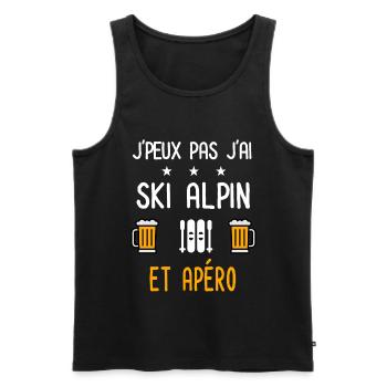 je peux pas j'ai ski alpin apéro - Débardeur bio Premium Homme - noir - Devant - AI Model Male 178 light (178cm)
