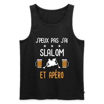 je peux pas j'ai slalom apéro - Débardeur bio Premium Homme - noir - Devant - Michal (187cm)