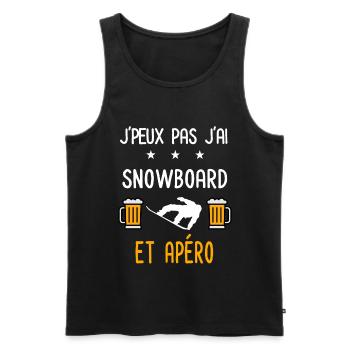 je peux pas j'ai snowboard apéro - Débardeur bio Premium Homme - noir - Devant - Michal (187cm)